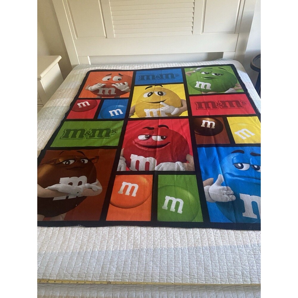 Throw M&M Candy Collage Faces Fleece Blanket Colorful 49 X 60 In